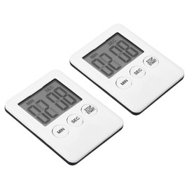 PATIKIL Digital Timer, 2Pcs Small Count Down/UP Clock with Magnetic, Big LCD Display Loud Sounds Minute Second Kitchen Timer for Games, Cooking, White