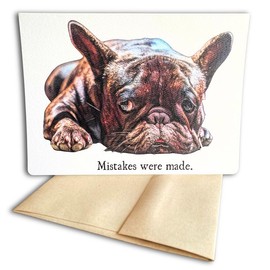 I'm Sorry Card, Frenchie Card - Mistakes Were Made (1 Premium Card, 5x7 inches, Cute Message Inside) French Bulldog Card, Funny Apology Card - Sorry From the Dog - Funny Im Sorry - 367