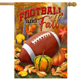 Briarwood Lane Fall and Football House Flag Leaves Pumpkins Autumn 28" x 40"