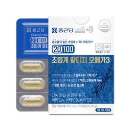 Chong Kun Dang 20100 RTG Omega-3 1 Box / Dry Eye Improvement 70% Purity Blood Circulation / 종근당 20100 알티지 오메가3 1박스건조한눈개선 순도70% 혈행
