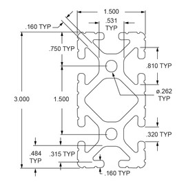 8020, 1530, 15 Series 1.5 Inch x 3 Inch T-Slotted Aluminum Extrusion DIY Extruded Linear Slot Bar Rail 80/20 (Clear Anodize, 24" Long)