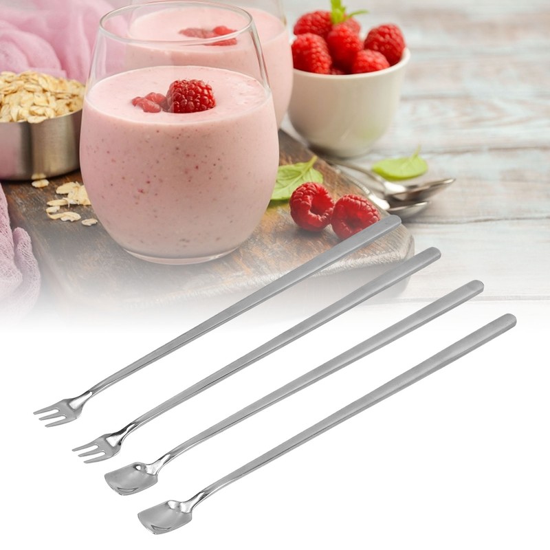 4Pcs 304 Stainless Steel Coffee Spoon Long Handle Coffee Spoon