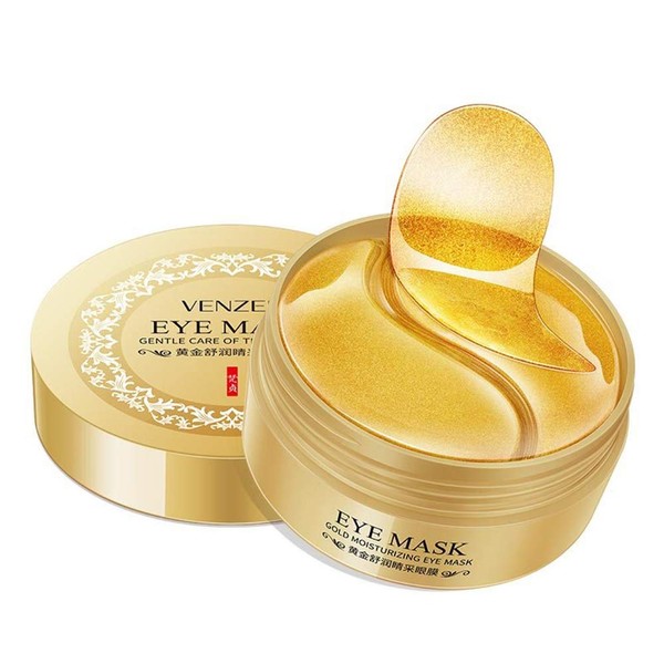 30 Pairs VENZEN Gold Eye Mask Power Crystal Gel Collagen Masks, Great For Anti Aging, Dark Circles & Puffiness (Gold)