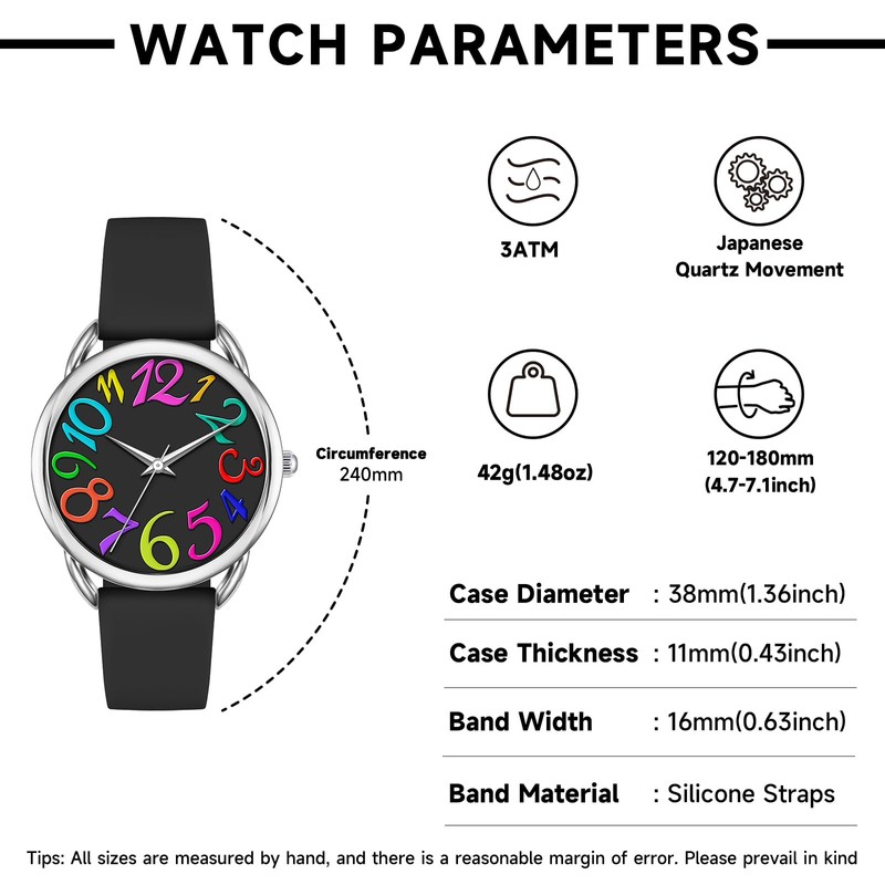 Bisley Women Black Watch Colorful Arabic Numbers Dial Watch Easy