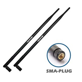 TECHTOO 9dBi WiFi Antenna with SMA Male (SMA-Plug) Connector Compatible W/Foscam Anran Haloview IP Camera & Other Wireless Security Camera Antenna - 2.4Ghz Wireless Networking Device (SMA-Plug 2Pack)