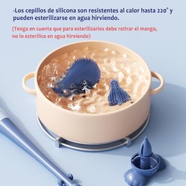Kit de Cepillos para Biberón 3 en 1 - Limpieza Profunda de Biberones, Pezones y Pajitas | Cerdas de Silicona Alimentaria Segura | Ideal para Bebés Recién Nacidos