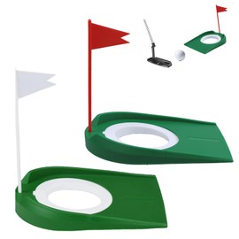 2pcs Putting Hole Portable Golf Training Aid for Practice, Golf Putting Cup with Flag for Men Women Indoor Outdoor Home Office Yard Lawn