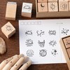 16pcs Wooden Rubber Stamp Set, Cusmiz Moon Star Decorative Signet