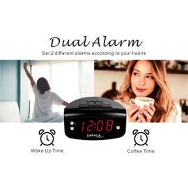 ZAPALA expert Alarm Clock for Bedroom, 2 Alarms Loud LED Bright Display Plug in Simple Basic Digital Clock with USB Charging Port, Adjustable Volume, Dimmable, Snooze for Deep Sleepers Kids Elderly