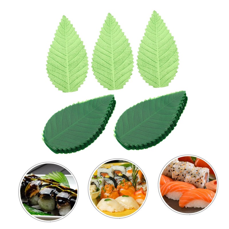 MAGICLULU 200pcs Sashimi Leaves Sushi Decorative Grass Fake Leaves for