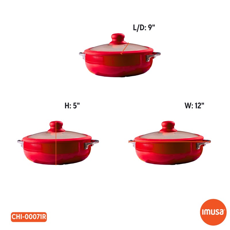 IMUSA USA 3.2Qt Red Ceramic Nonstick Caldero (Dutch Oven) with