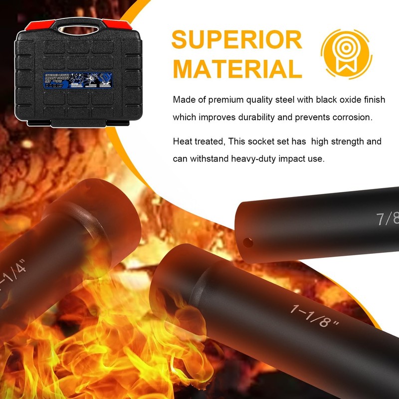 1/2 Inch Drive Heavy Duty Extended Length Extra-Deep Length Impact