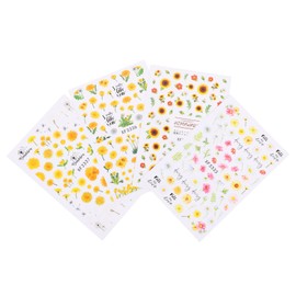 Baluue Sunflower Nail Art Stickers 8-Piece Set Floral Nail Decals for Girls Easy to Apply for DIY Manicures