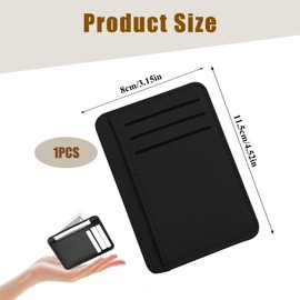 wilcractk Card Holder Slim PU Leather Wallet - Small Mini Wallet for Men & Women in Black - Compact Card Holder for Credit Card & Everyday Use, Pack of 1