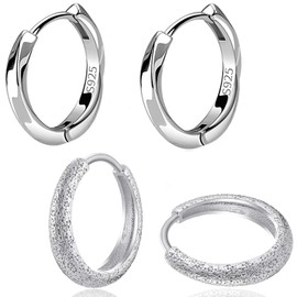 Talonia Hoop Earrings, Men's Ring Earrings, Simple 925 Silver, Hypoallergenic, Unisex, Unisex, 2 Pairs of Earrings, Popular, For Both Ears, Birthday, Christmas, Anniversary Gift, Silver Alloy Silver,