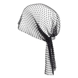 FINGERINSPIRE Black Rhinestones Mesh Headbands for Women 17.9Inch Rhinestone Stretchy Headwraps Polyester Rhinestone Head Scarf Glitter Hollow Out Hairbands for Female Nightclub Rave Hair Accessories