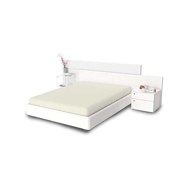 100% Cotton Percale Sheets Twin Size, Ivory, 1 Deep Pocket