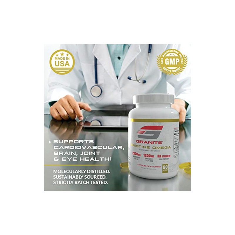 Granite® Prístino Omega (60 cápsulas blandas, sabor cítrico) Omega-3 de