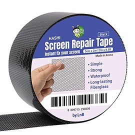 Screen Repair Kit, Window and Door Screen Repair Patch Tape Strong with Adhesive (Black) by HASHI (2 Inch x 6.5 Feet, Black)