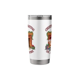 Naughty Santa Roasting Nuts Food Pun Xmas Party Stainless Steel Insulated Tumbler