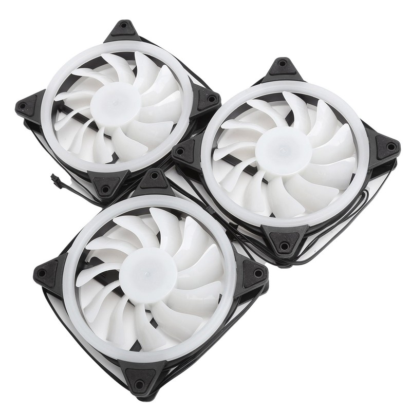 3Pcs Computer Chassis Cooling Fan Mute 6‑Pin Dual RGB Lights