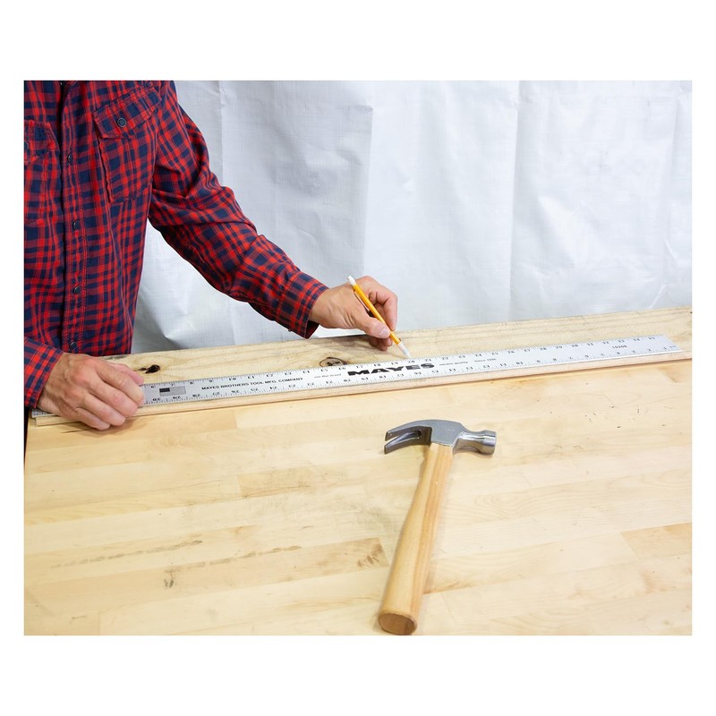 Mayes 10208 36 Inch Straight Edge Aluminum Ruler, Heavy Duty