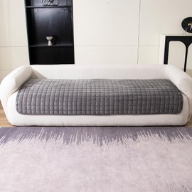 MDSASFD Velvet Couch Cover, Washable Sectional Sofa Cover, Anti Slip Sofa Slipcovers for 3 Cushion Couch Sofa L Shaped Recliner, Furniture Protector Covers for Pets Kids(Dark Grey, Only 1 PCS)