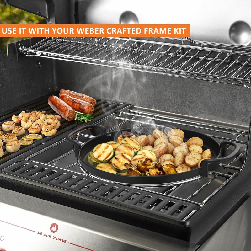 onlyfire Cast Iron Griddle with Handles for Weber Gourmet BBQ