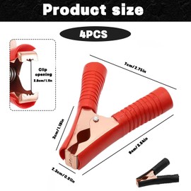 4Pcs Crocodile Clips,Small Crocodile Clips Jump Leads Heavy Duty Jump Lead Clamps 2 red and 2 Black Crocodile Clips Durable Power Cable Used for Ships Automobiles Trucks