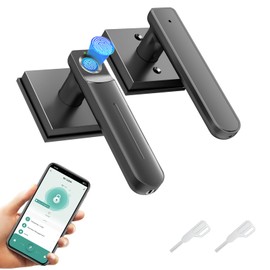 Gavdhe Fingerprint Door Lock & Biometric Door Knob with App – 3-in-1 Keyless Entry Smart Door Lock with Auto-Lock & Interior Lockable, Secure Your Home, Office, Bedroom & Apartment Black