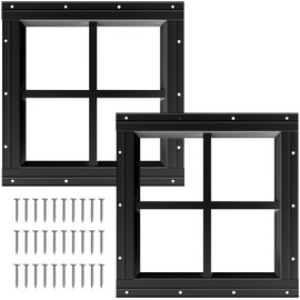 NeatiEase 2 Pack Shed Windows 12"x12", Transom Window Fixed Design with Tempered Glass for Playhouses, Sheds, Garage and Chicken Coops (Black)
