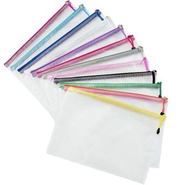 Plastic Wallets A4 Zip Wallets - 12PCS Plastic Folders Zip Lock Bags A4 Zip Folder Document Wallet Zipper File Bags for Household Bills, Receipts, Important