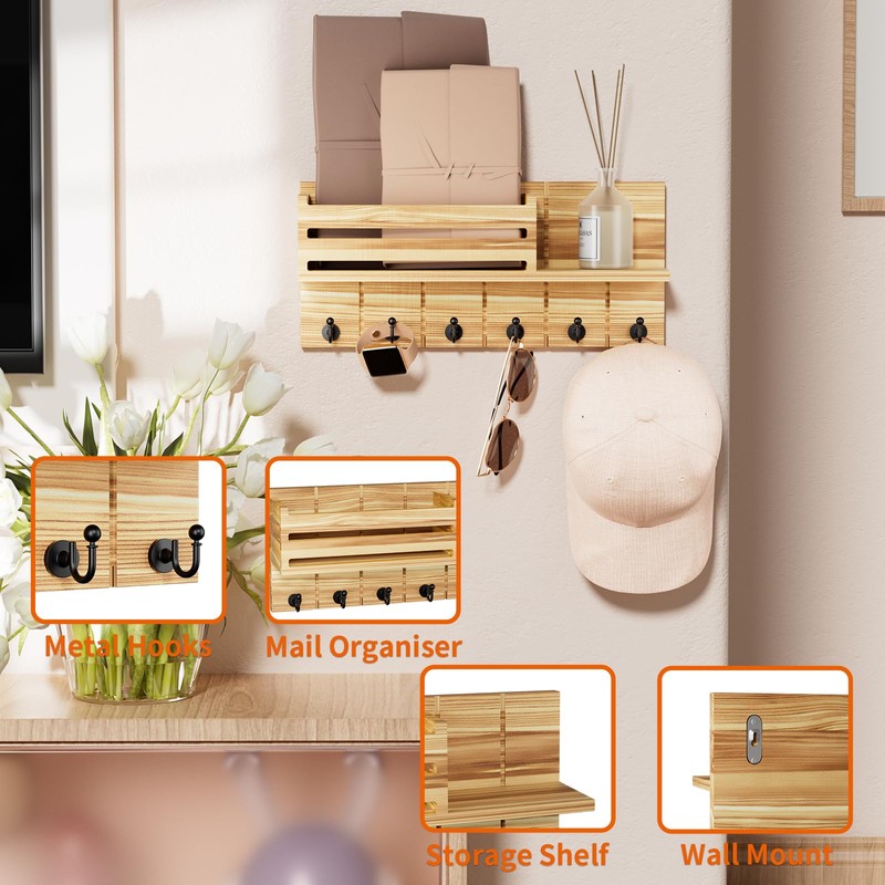 SWTYMIKI Key Holder for Wall - Key Hooks Wall Mounted