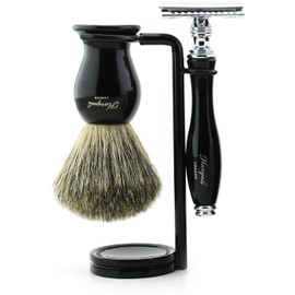 Old School Complete Shaving Set with Brush Cup DE Razor & Soap Gift Set