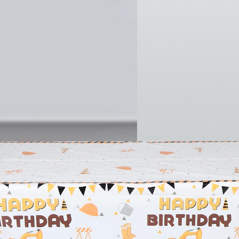 Alipis Engaging Construction Vehicle Tablecloth Waterproof Plastic Decor for Party