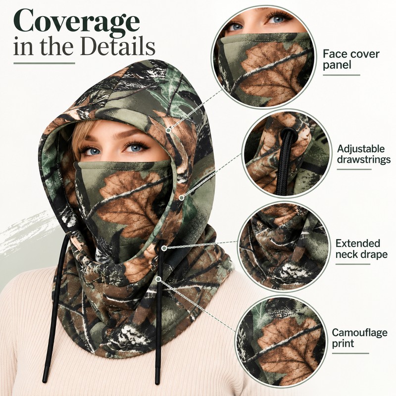 Fleece Balaclava for Winter Outdoor Use – Unisex Polyester Face