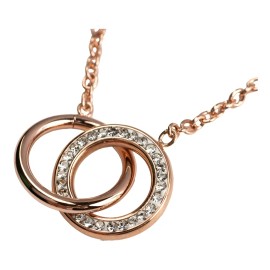 Collar Acero Inoxidable Mujer Zirconia Cúbica Luckyly Color Oro rosa