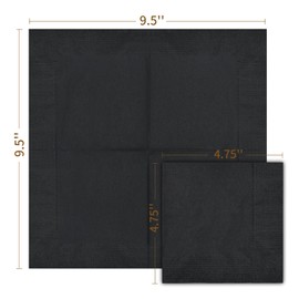 JOWLOT Cocktail Napkins - 100 Count 2-Ply Black Napkins Disposable, 4.75 x 4.75 Inch Folded Paper Napkins Bulk Beverage Napkins for Dinner Wedding Bar Party and Everyday Use