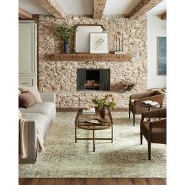 Loloi Magnolia Home by Joanna Gaines Banks Collection BAN-06 Natural/Granite 2'-6" x 7'-6", .13" Pile Height, Machine Washable, Runner Rug