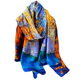 FAIRYGATE Silk Scarf Women's Long Scarf for Women High-Quality Silk Scarf Neckerchief Stole Large Scarf Women's Elegant 79, D18026