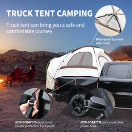 [2025 Upgraded] Tecoom Pickup Truck Tent, Waterproof PU3000mm [2 Layers Durable Waterproof Coating Protection] Portable Truck Bed Tent with Rainfly for 2-3 Persons, 5.5-6.7FT Camping Preferred