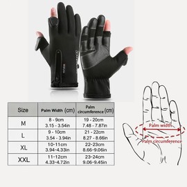 2XK-NOV 1 Pair Wind and Waterproof Warm Gloves (Palm Width <12cm) for Women with Finger Protection, Touch Screen Gloves with Exposed Fingers, Suitable for Running, Cycling, Fishing