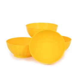 Mintra Unbreakable Plastic Bowl, YELLOW 4pk - Large, 1.8L, 60oz, 7.75inW x 3.25inH - (Part Of A Set) - Salad, Snacks, Breakfast Cereal, Fruit, Popcorn, Soup, Colorful, Shatterproof, BPA Free