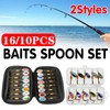 AIMALL 10/16PCS Fishing Lure Spinners Bait Spoon Set with Portable