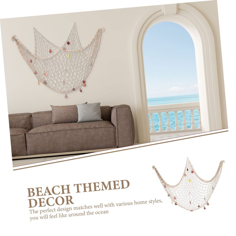 iplusmile Mediterranean Decorative Fishing Net with Shells Rustic Wall Hanging