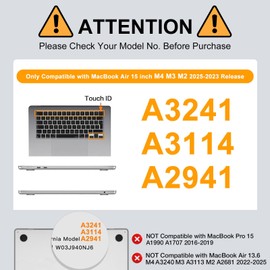 MOSISO Compatible with MacBook Air 15 inch Case 2025 2024 2023 M4 M3 M2 A3241 A3114 A2941, Hard Shell Cover for MacBook Air Case M2 M3 M4 15 &KeyboardSkin&ScreenFilm&Type C Adapter, Crystal Sky Blue