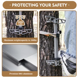 Panbofoda Climbing Sticks,Aluminum Non-Slip Hunting Climbing Steps,Lightweight Tree Climbing Hunting Gear Hunting Accessories for Tree Stands Set of 4,Fold Up Steps for Tree Stand