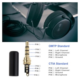 VGOL 2Pcs 3.5mm 4 Pole Audio Solder Plug Replacement 3.5mm 4 Pole Earphones Soldering Jack Male Audio Headphone Jack Adapter Accessories