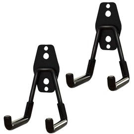 ANCLLO 2 Pack Black Garage Storage Utility Hooks Garage Garden Tool Organizer Steel Wall Mount Hooks Garden Small U Hooks-Medium