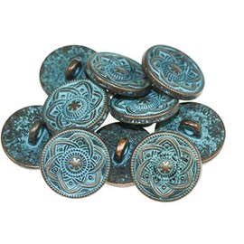 Handarbeit-Lieblingsladen Handarbeit-Lieblingsladen Metal Buttons Crest 15mm Round Antique Silver Royal Zinc Alloy Pack of 10